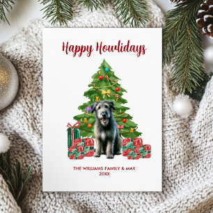 Cute Irish Wolfhound Dog Family Christmas Holiday Card