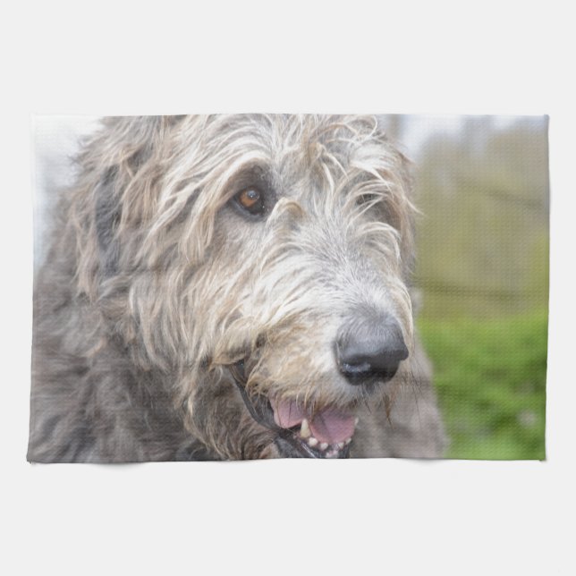 Cute Irish Wolfhound Kitchen Towel (Horizontal)