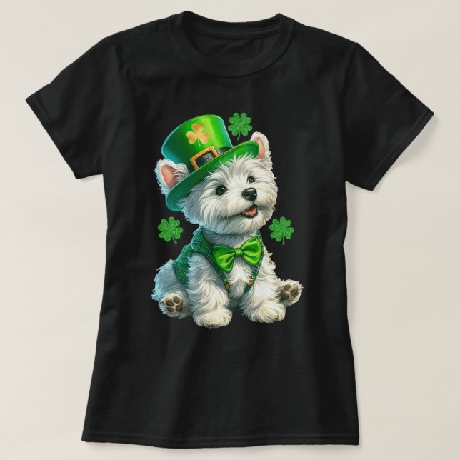 Cute Irishthemed West Highland white terrier tee (Design Front)