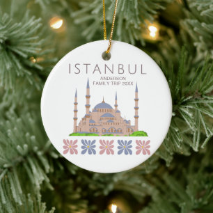 Cute Istanbul Floral City Ceramic Ornament