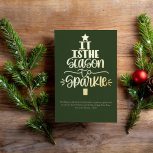 Cute It Is The Season Photo  Foil Holiday Card
