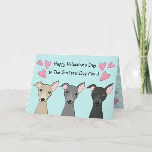 Cute Italian Greyhounds Cartoon Dog Mom Valentines Holiday Card