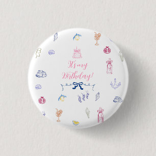Cute Italian Minimalist Birthday 1 Inch Round Button