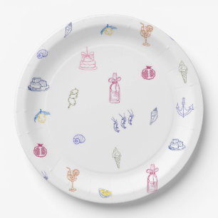 Cute Italian Minimalist Birthday Paper Plate