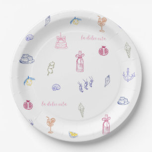 Cute Italian Minimalist Birthday Paper Plate