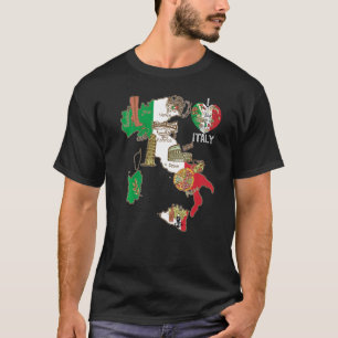 Cute Italy Graphic Italian Flag Map Heart Italian  T-Shirt