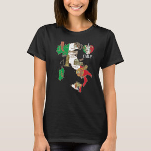 Cute Italy Graphic Italian Flag Map Heart Italian  T-Shirt