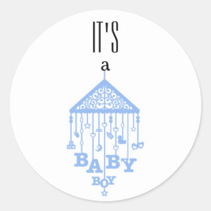 Cute Its a Baby Boy Blue Baby Announcement Classic Round Sticker