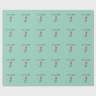 Cute It's A Boy Baby Shower Pattern Wrapping Paper