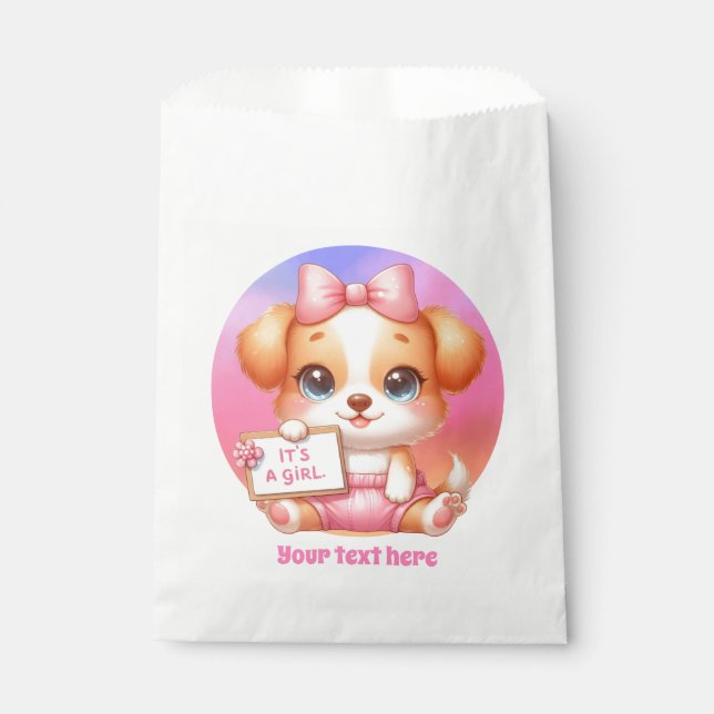 Cute it's a girl baby shower customizable dog favour bag (Front)