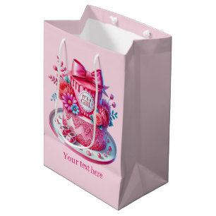 Cute it's a girl customizable girls baby shower medium gift bag
