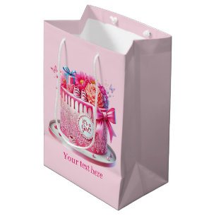 Cute it's a girl customizable girls baby shower medium gift bag