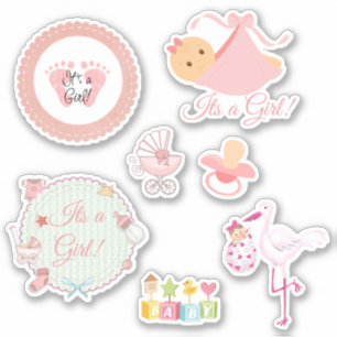 Cute Its a Girl Pink Baby Stickers