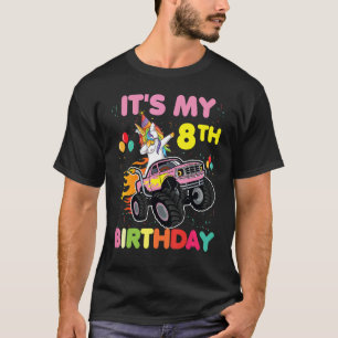 Cute It's My 8th Birthday I'm Eight Unicorn Monste T-Shirt