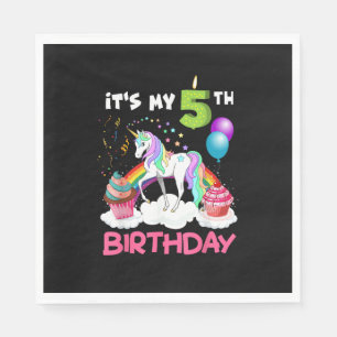 Cute It's My Fifth Birthday Unicorn Five Year Old Napkin