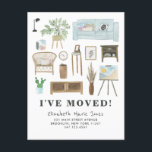 Cute I've Moved Boho Watercolor Home Decor Moving Announcement Postcard<br><div class="desc">Modern Cute I've Moved Boho Chic Watercolor Home Decor Moving Announcement Postcard</div>