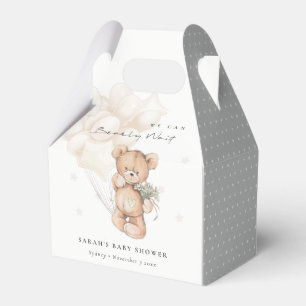 Cute Ivory Bearly Wait Bear Balloon Baby Shower Favor Box