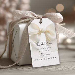 Cute Ivory Coquette Bow Baby Shower Gift Tags