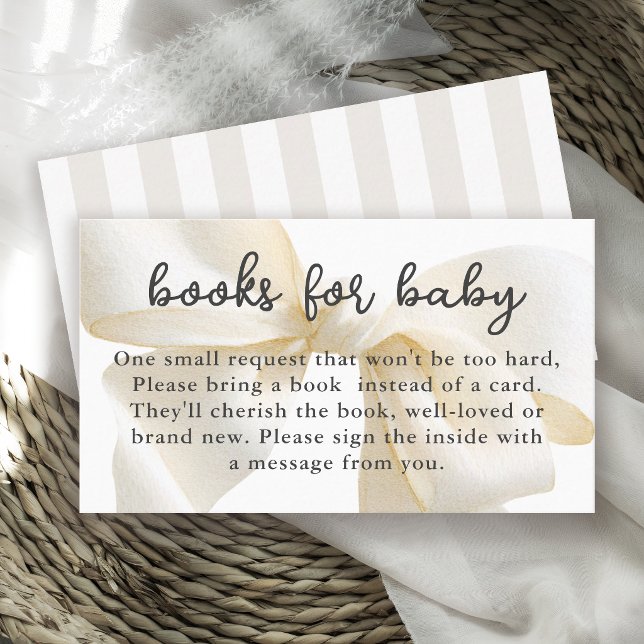 Cute Ivory Coquette Bow Books for Baby Enclosure Card (Creator Uploaded)
