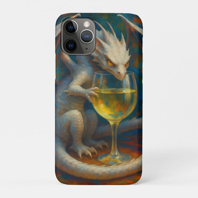 Cute Ivory Dragon & White Wine Fantasy Art Case-Mate iPhone Case (Back)