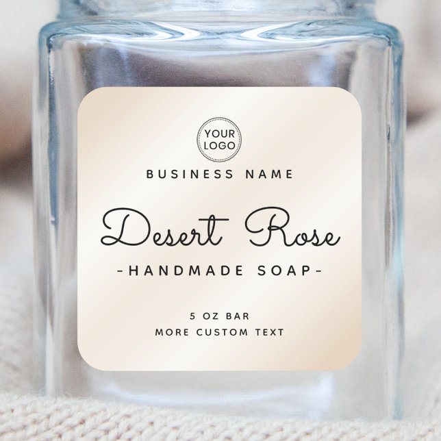 Cute ivory satin add logo square product labels (Creator Uploaded)