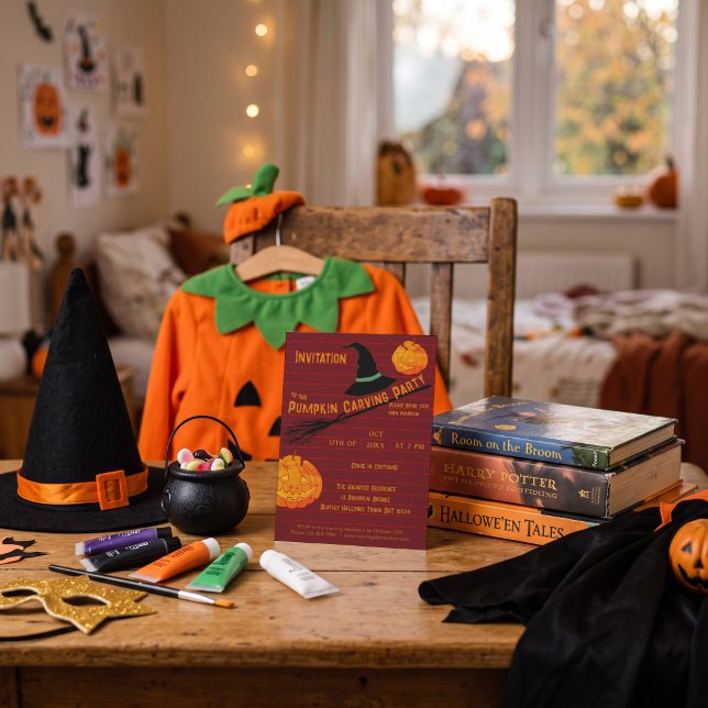 Cute Jack-o'-Lantern & Costume Party Invitation (Customize to change your personalized text size or style.)