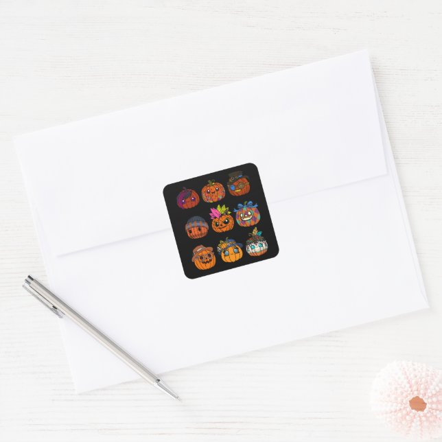 Cute Jack-o-'lantern Fashion Square Sticker (Envelope)