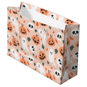 Cute Jack-O-Lantern & Ghost Pattern Large Gift Bag