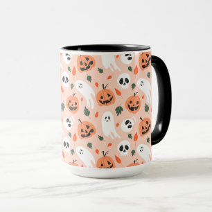 Cute Jack-O-Lantern & Ghost Pattern Mug