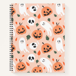 Cute Jack-O-Lantern & Ghost Pattern Notebook
