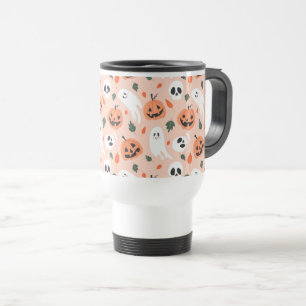 Cute Jack-O-Lantern & Ghost Pattern Travel Mug