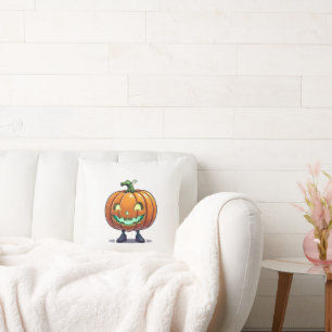  Cute Jack-O’-Lantern Halloween Funny Pumpkin Face Throw Pillow