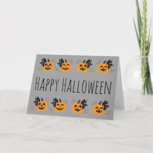 Cute Jack O Lantern Pumpkin Orange Boarder Card