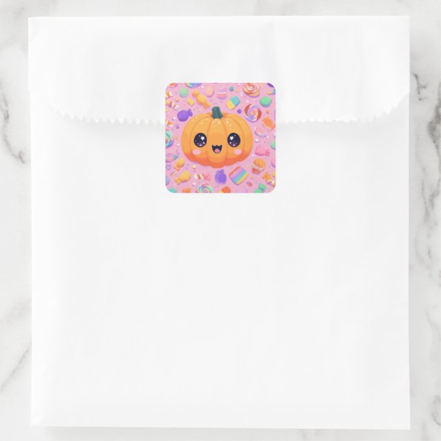 Cute Jack-o-Lantern with Candy - Sticker Sheet (Bag)