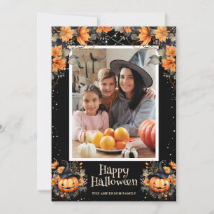 Cute Jack-O'-Lanterns Photo Happy Halloween Card