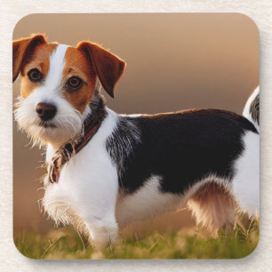 Cute Jack Russel Terrier Dog Photograph Coaster