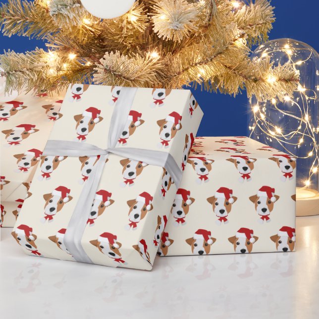 Cute Jack Russell Pattern Christmas Wrapping Paper (Holidays)