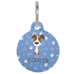 Cute Jack Russell Terrier Dog Customizable Name Pe Pet Tag