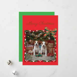 Cute Jack Russell Terrier Puppies and Christmas Holiday Card
