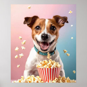 Cute Jack Russell Terrier With Popcorn Poster