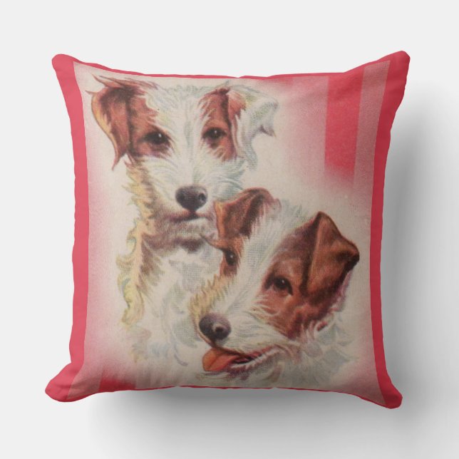 CUTE Jack Russell terriers illustration Throw Pillow (Front)