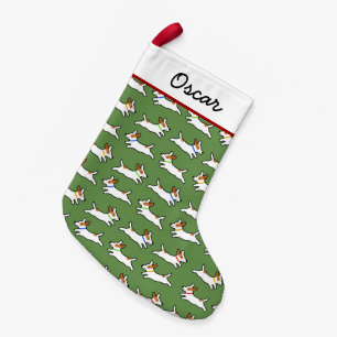 Cute Jack Russell Terriers Pattern with Text Small Christmas Stocking