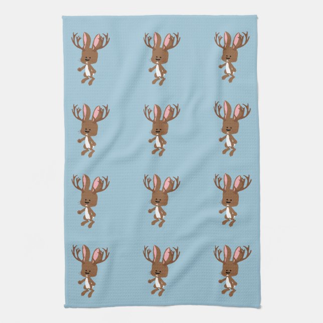 Cute Jackalope Kitchen Towel (Vertical)