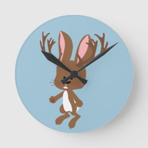 Cute Jackalope Round Clock