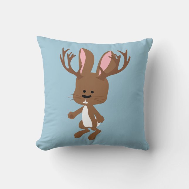 Cute Jackalope Throw Pillow (Front)