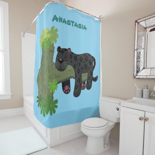 Cute jaguar black panther cat cartoon illustration (In Situ)