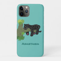 Cute jaguar black panther cat cartoon illustration