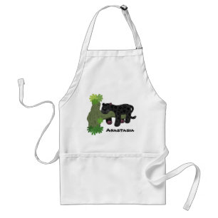 Cute jaguar black panther cat cartoon illustration standard apron