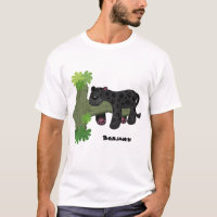 Cute jaguar black panther cat cartoon illustration