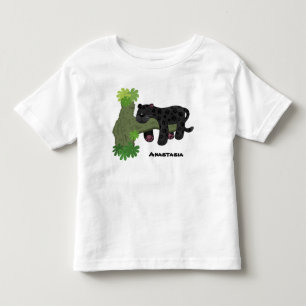 Cute jaguar black panther cat cartoon illustration toddler t-shirt